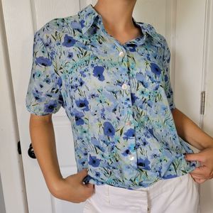 EUC Vintage Y2K Liz Claiborne Cottagecore Floral Button Down Shirt, 14